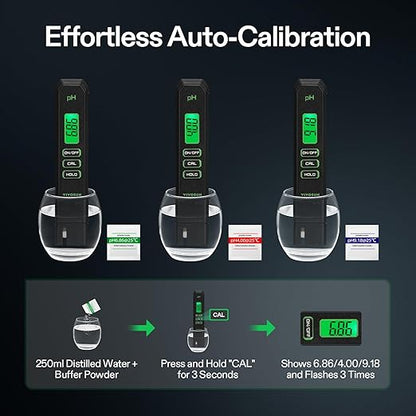 VIVOSUN Digital pH Meter, 0.01pH High Accuracy Pen Type pH Tester for Hydroponics, Household Drinking, Pool and Aquarium, Black, UL Certified