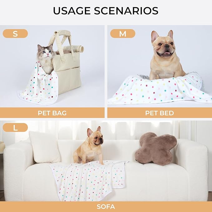 Luciphia 1 Pack 3 Blankets Super Soft Cute Dot Pattern Pet Blanket Flannel Throw for Dog Puppy Cat Medium(30x20), Brown