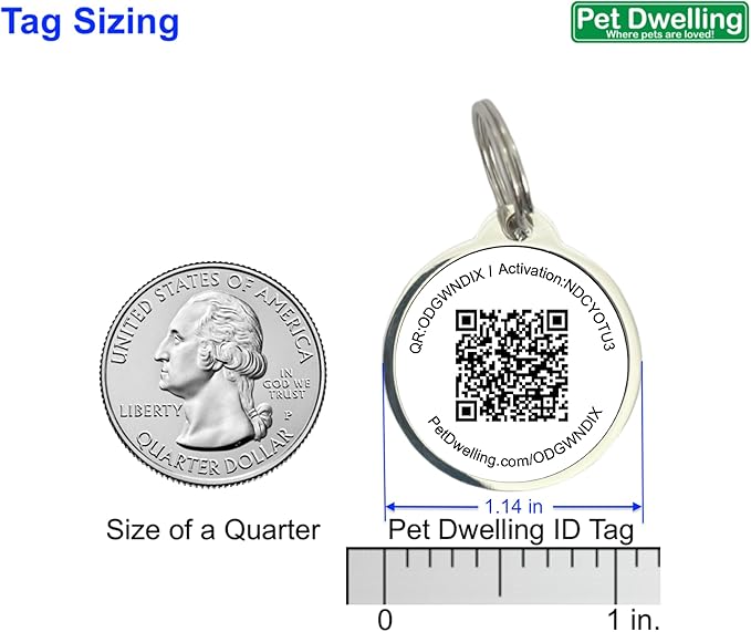 Pet Dwelling QR Code Pet ID Tag – Smart Dog & Cat ID Tags for Pet Safety, Free Personalized Online Profile, Instant Scan Alerts, AI Insights (Lux Black Paw)