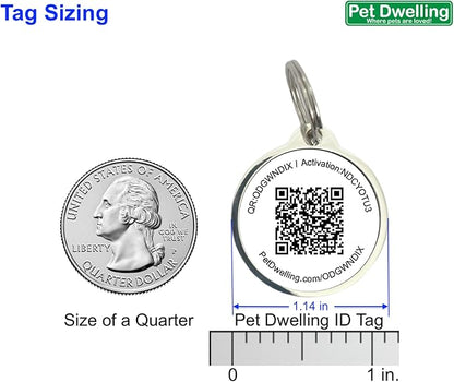 Pet Dwelling QR Code Pet ID Tag – Smart Dog & Cat ID Tags for Pet Safety, Free Personalized Online Profile, Instant Scan Alerts, AI Insights (Lux Gold Black Paw)