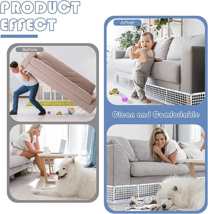 12 Pcs Under Couch Blocker for Bed Adjustable Furniture Plastic Under Bed Blocker with 30 Ties White Couch Barriers for Dogs Pets Cats (Style3)