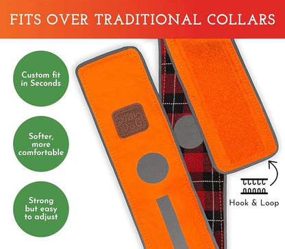 SPOT THE DOG! Reflective Dog Collar - Adjustable Pet Collars, Safe, Durable, Comfortable Dog Walking Accessories for Large Dog, Hunting Dog, Puppy, Boy, Girl Dog Collars (Blaze Orange, Red Plaid, L)