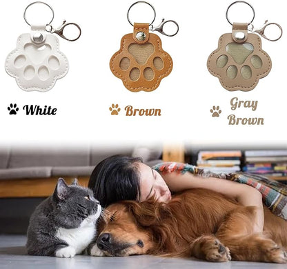Dog Hair Keychain, Leather Pet Hair Collector Keychains, Pet Fur Keepsake Gift, Paw Charm for Collecting Cat Dogs Fur