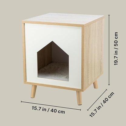Trixie Isa Indoor Cat Condo, Modern Cat Bed Side Table & Nightstand, Cat Hideaway Cave with Cozy Cushion