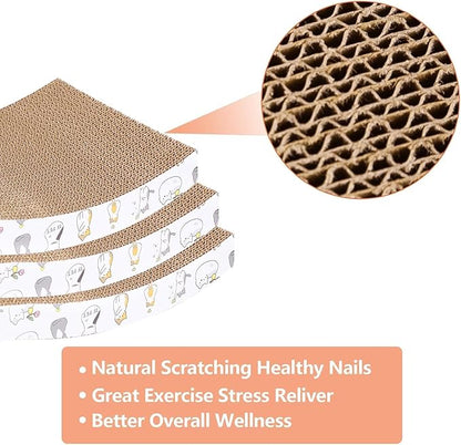 PatiencET Cardboard Cat Scratcher Pads, Double-Sided, 8-Pack (4 Flat, 4 Wavy), Catnip Included, for Small to Medium Cats