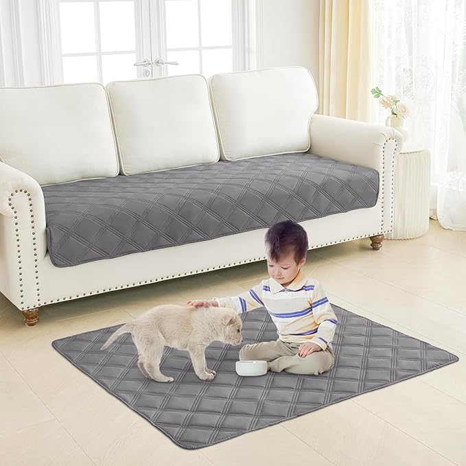Smiry Waterproof Dog Bed Cover Blanket 40x50, Soft Reversible Pet Blanket, Washable Leakproof Cats Dogs Couch Cover for Sofa, Couch, Furniture, Grey/Grey