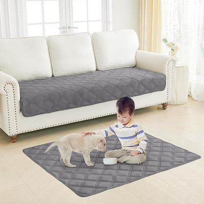 Smiry Waterproof Dog Bed Cover Blanket 52x82, Soft Reversible Pet Blanket, Washable Leakproof Cats Dogs Couch Cover for Sofa, Couch, Furniture, Grey/Grey