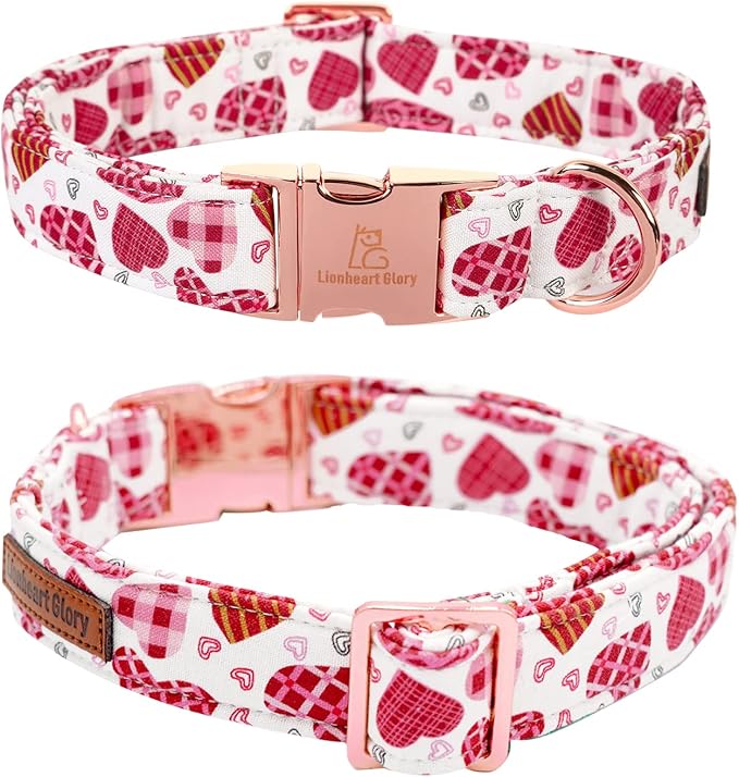 Lionheart glory Heart Dog Collar, Adjustable Dog Collar with Bowtie, Pet Gift Collar for Dog Soft Bowtie Dog Collars for X-Small Puppy
