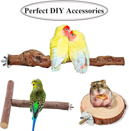 Bird Cage Hardware - 10 Sets of Screws, Washers, Wing Nuts & Drill Tool for Fixing Perch, Food Bowls & Breeding Box