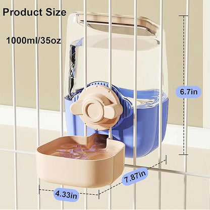 35oz Rabbit Water Bottle, Pet Hanging Automatic Water Dispenser for Small Animal Ferret Guinea Pig Chinchilla Dog Cat (Cage Grid Spacing 1.1''-2.1'') (Blue-Pink)