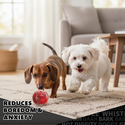 Pet Qwerks Blinky Babble Ball - Flashing Interactive Chew Dog Toy - Medium