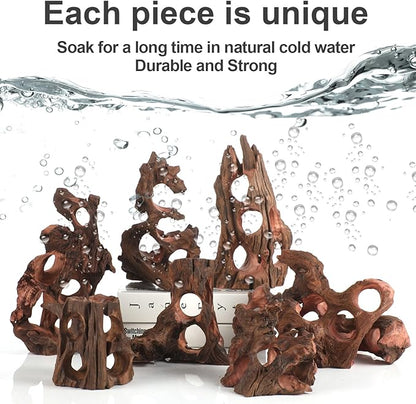 Natural Wood Aquarium Cave Betta Fish Hideout for Aquarium Fish Tank Decorations-Reptile Hide-Snake Hide-Cave for Cichlids Habitat Shelter for Crayfish Shrimp and Other Aquatic Pets 9-11.8"