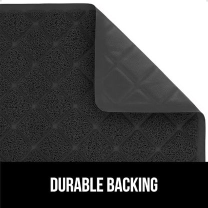 GORILLA GRIP Cat Litter Box Mat, 35x23, Water Resistant, US Designed Kitty Litter Trapping Mats, Easy to Clean, Scatter Control, Less Mess and Clean Floors, Kitten Supplies for Indoor Cats, Black