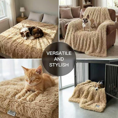 PJYuCien Dog Blankets for Small Medium Dogs Washable - Fluffy Fuzzy Cat Blanket for Couch, Puppy Throw for Furniture with Polyester Fleece, Super Soft Plush for Pet Kitten Doggy, Brown, 30" x 40"