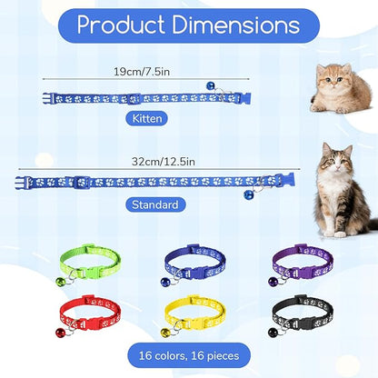 6 Pcs Collar for Cats, Breakaway Cat Collars Reflective Safety Kitten Collar with Bells for Cats Small Dogs, Mixed Colors