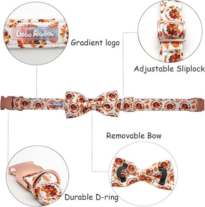 Dog Collar - Thanksgiving Turkey Dog Collar Gift Soft Bow Collar Adjustable Metal Buckle Pet Collar for Medium Dogs