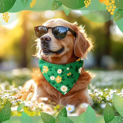 Abbylike 50 Pieces Spring Dog Bandanas Bulk Flower Daisy Sunflower Dog Bandanas for Pets Triangle Kerchief Scarf Bibs for Spring Pets Dogs Party Costume Accessories, 25 Styles (31.5 x 21.7 x 21.7)