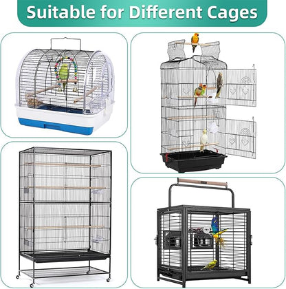 Bird Cage Seed Catcher, Seed Catcher Guard Net Cover, Parrot Nylon Mesh Net Cover, Universal Soft Airy Cage Net Stretchy Skirt for Round Square Cages (Daisy-Black, 15.7" x87")