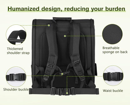 Pecute Cat Backpack Carrier Expandable, Pet Backpack for Cats & Small Dogs Up to 11lbs, with 4-Side Breathable Mesh, Multi-Entry & Lockable Zippers for Travel, Hiking, Camping - Hands Free, Black