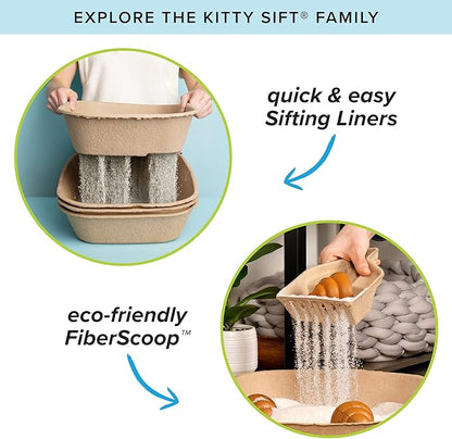 Kitty Sift Disposable Cat Litter Box Large, 6 Count, Durable Portable for Travel and Home, Eco-Friendly Disposable Litter Box Controls Odor