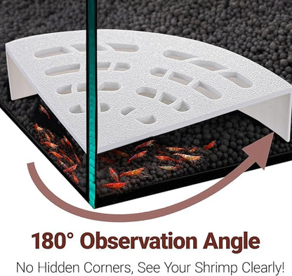 Shrimp Cave 2-Pack – Space-Saving Fan-Shaped Aquarium Cave Decor with 180° Wide-View Design, Compact Fish Tank Accessories for Cherry/Dwarf Shrimp (White)