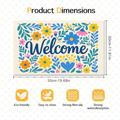 Daisy Flower Pet Food Mat 20" x 12" Welcome Sign Pet Feeding Mat Non Slip Mats for Dog Food and Water Bowls Easy Clean Fast Dry Placemat for Cat Food Mats for Indoor Trendy Pet Accessories