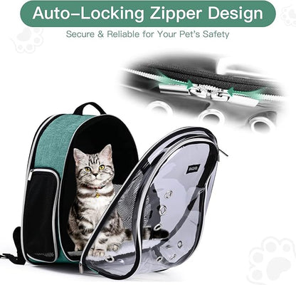 BAGLHER Cat Carrier Backpack Bubble - Fit Up to 18 Lbs - Airline-Approved Dog Backpack Carrier for Small Pets Puppies Dogs Bunny, Space Capsule Dog Carrier Backpack for Travel Outdoor Hiking, Green