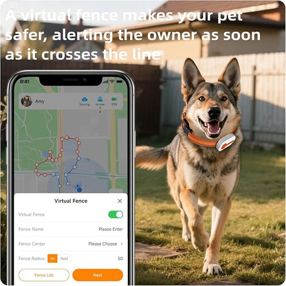 ROTX Dog GPS Tracker Real-time Tracker Alerts Virtual Fence Location for Pet Over 11.06lbs Dog Cat Collar Attachment of Random Color Subscription Required Waterproof IP67 Health & Wellness White