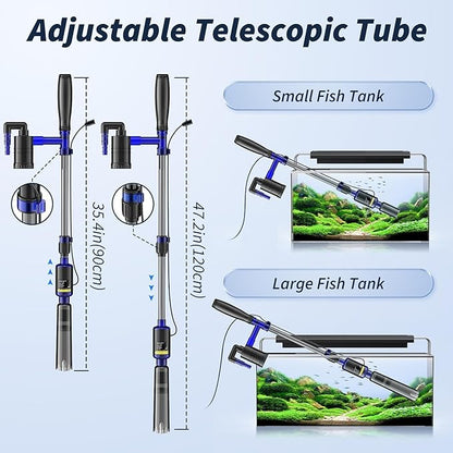 Fish Tank Cleaner, 530GPH/32W Electric Fish Tank Cleaning Tools, Adjustable Water Flow Aquarium Gravel Cleaner, Turtle Tank Gravel Cleaner Vacuum for Wash Sand, Water Changing and Water Circulation