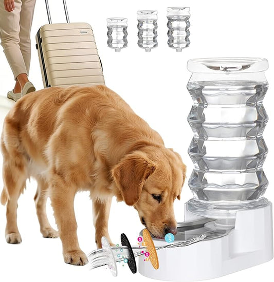 RIZZARI Gravity Dog Water Dispenser: 8L Large Auto-Refill Stainless Steel Pet Water Feeder - No-Spill BPA-Free Design for Large Dogs & Multi-Dog Homes - Everyday Indoor & Outdoor Spaces