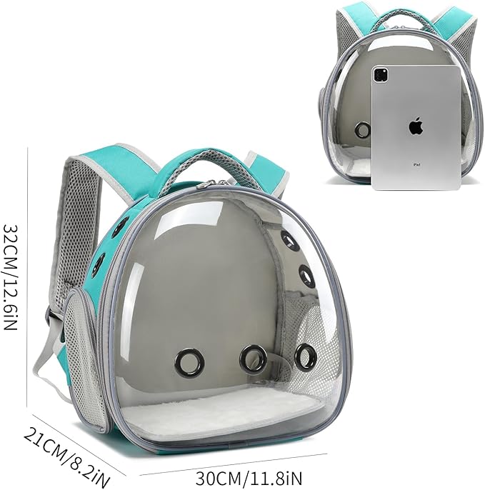 Portable Travel pet Backpack Carrier Hamster Bag Guinea Pig Bird Small Dog cat Turtle Carrier Rabbit Cage Squirrel Bearded Dragon Breathable Hangbag (Green)