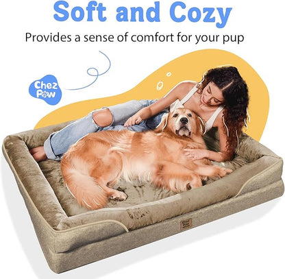 Dog Bed for Medium Large Size Dogs - Memory Foam Soft Pet Couch Sofa with Removable Cover Waterproof Bolster