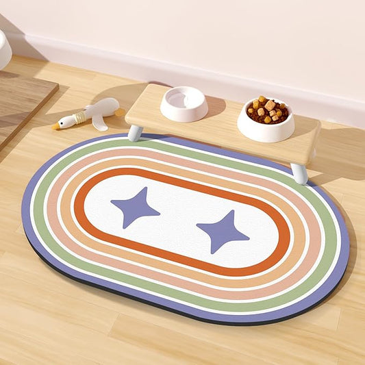Dog Feeding Mat 24''x16'', Absorbent Pet Food Mat, No Stains Quick Dry Pet Water Mat Protect Floor, Cat Dog Water Bowl Mat for Messy Drinkers, Non-Slip Rubber Base Pet Placemats for Food and Water