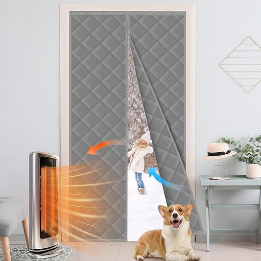 Cotton Thermal Door Screen Draft Stopper Cover Made of Oxford and Cotton Fill Fit 48x80inch Door Screen Door Itself Size 50x82inch Curtains for Winter, Insulated Door Curtain for Doors