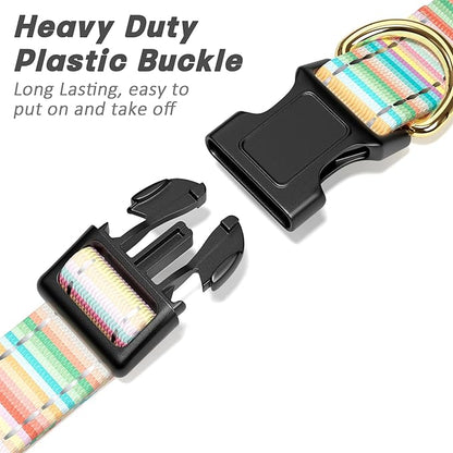 Reflective Dog Collar, Cute Dog Collar for Small Dogs, Soft Nylon Puppy Collar for Boy and Girl Female Dogs, Adjustable Pet Collars with Quick Release Buckle, Colorful Watercolor Art