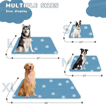 Luciphia Waterproof Pet Blanket for Medium Large Dogs Washable Fluffy Thick Jacquard Shag Fleece Warm Sherpa 3D Textured Flower Print for Cats Puppy Couch Protection (Blue Cloud,67x57 inches)