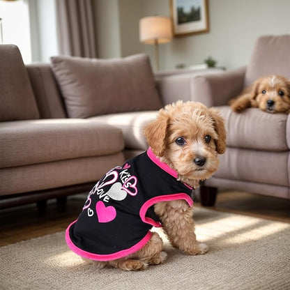 4 Pack Dog Shirts Summer Printed Puppy Clothes Cute Sleeveless Pet T Shirts Dog Clothes for Small Medium Dogs Cats Girl(S)