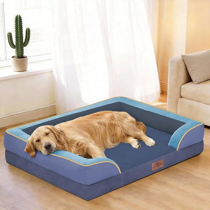 Comfort Expression Orthopedic Dog Bed for Extra Large Dogs 42x30 Inch, Waterproof Egg Crate Foam XL Pet Bed with Removable Bolsters, Dog Couch with Washable Cover & Non-Slip Bottom, Hidden Bay