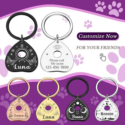 Goth Cat Tags Personalized Halloween Gifts for Dogs, Spooky Pet ID Tags,Boo Basket Stuffers, Summon My Mom Dad,Custom Anti-Lost Dog Name Collar Plate for Small Large Dogs Cats