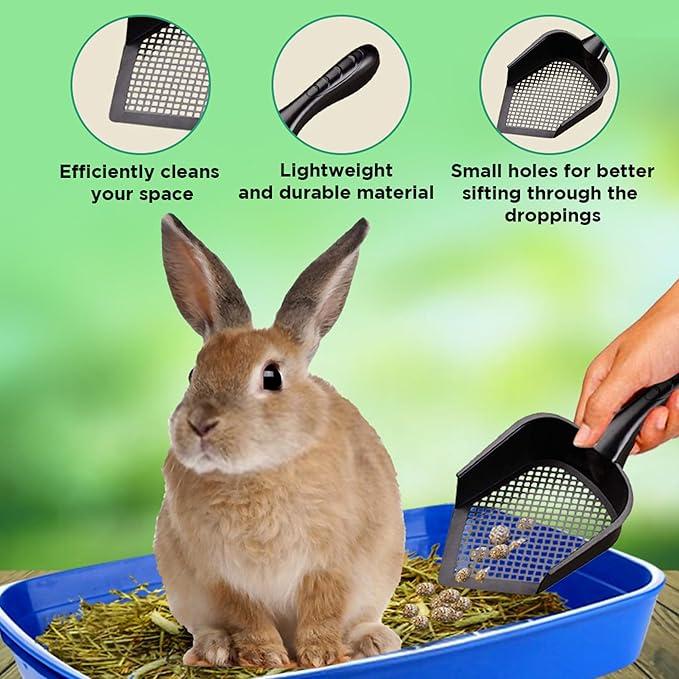 SunGrow Reptile Litter Scoop, Pointed Edge, for Cat & Chicken Coop, Right-Angled Wide and Deep Shovel, Black, 1 Pc per Pack