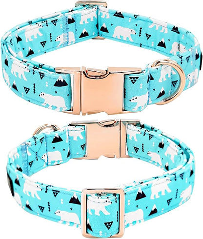 Dog Collar-Bow Dog Collar Blue Bear Pattern Pet Collar Dog Cute Bow Tie Soft Girl Boy Dog Collars with Metal Buckle Wonderful Gift for X-Small Puppy