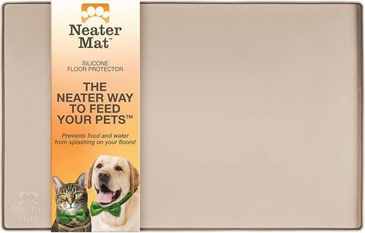 Neater Pet Brands Neater Mat Pet Mats for Food and Water, Cat & Dog Bowl Mat Waterproof Silicone, Feeding Tray, Dog Food Mats for Floors, Placemat w/ Raised Edge for Under Bowls, 19” x 12”, Cappuccino
