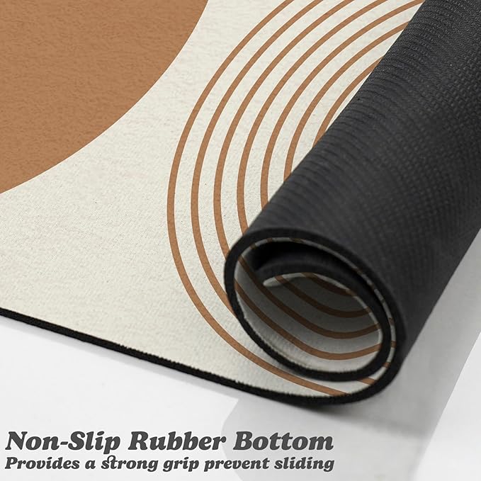 Dog Food Mats for Floors Waterproof, Cat Water Bowl Mats Pet Feeding Absorbent Mat Placemats for Food and Water Beige Bohemia 17 * 30 inch