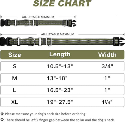 Martingale Dog Collar, Adjustable Nylon Reflective Collar with Quick Release Buckle (Forest Green, Medium)