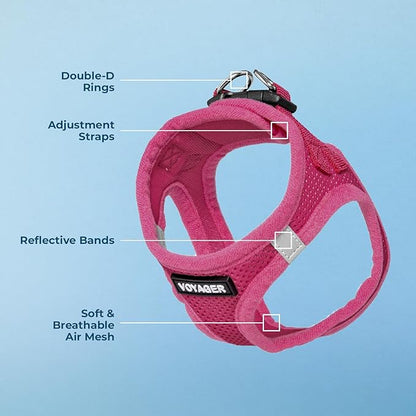 Best Pet Supplies Voyager Step-in Air Harness - All Weather Mesh, Reflective, No Pull Harness for Dogs, Cats - Secure with Hook & Loop Fastener, Buckle, Double D-Rings - Fuchsia, XL