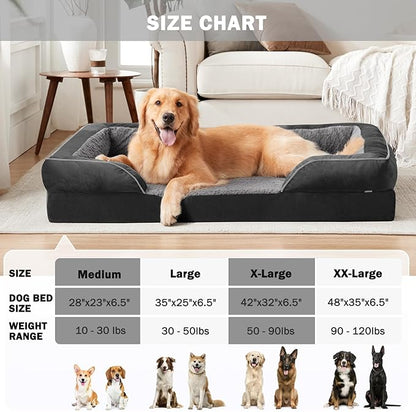 INVENHO Orthopedic Dog Bed for Large Dogs, Washable Waterproof, Egg-Crate Foam Dog Couch Bed with Washable Removable Cover, Waterproof Lining and Nonskid Bottom