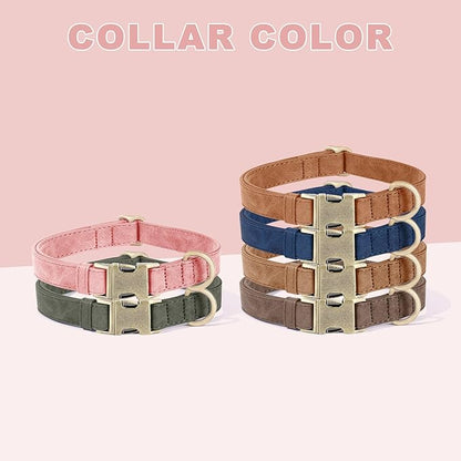 Genuine Leather Dog Collar - Adjustable Pet Collar with Quick Release Metal Buckle, Soft Skin Friendly Real Leather Collar for Small, Medium, Large Dogs (Pink, L：Fit 15-23" Neck)