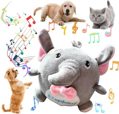 Interactive Dog Toys,Active Moving Pet Plush Toy with Recording and Music Modes,Jumping Squeaky Song shaking Interactive Dog Ball,Rechargeable Dog Toys to Keep Them Busy,Animal Plush Pet Toy(Elephant)