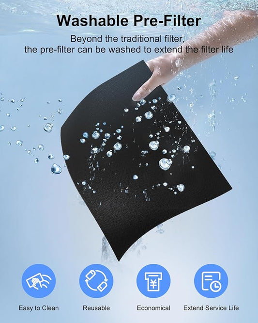 Air Purifiers for Home Large Room 2200 Ft² with Washable Filters, MOOKA H13 HEPA Air Purifier for Home Pets Bedroom with Fragrance, Air Cleaner for Smoke Dust Pollen Pets Hair Odor, KJ190 Black