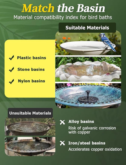 Mellbree Bird Bath Copper Disk, 0.6mm Reinforced 99.99% Pure Copper Cleaning Disk for Physical Safe Clean Water, Universal Fit for Outdoor Birdbath, Bowl, Bird Bath Heater Solar (Sunflower)